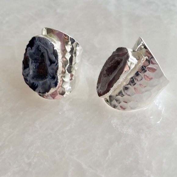 ❗️LAST❗️Hammered Silver Raw Geode Ring - Picture 6 of 7